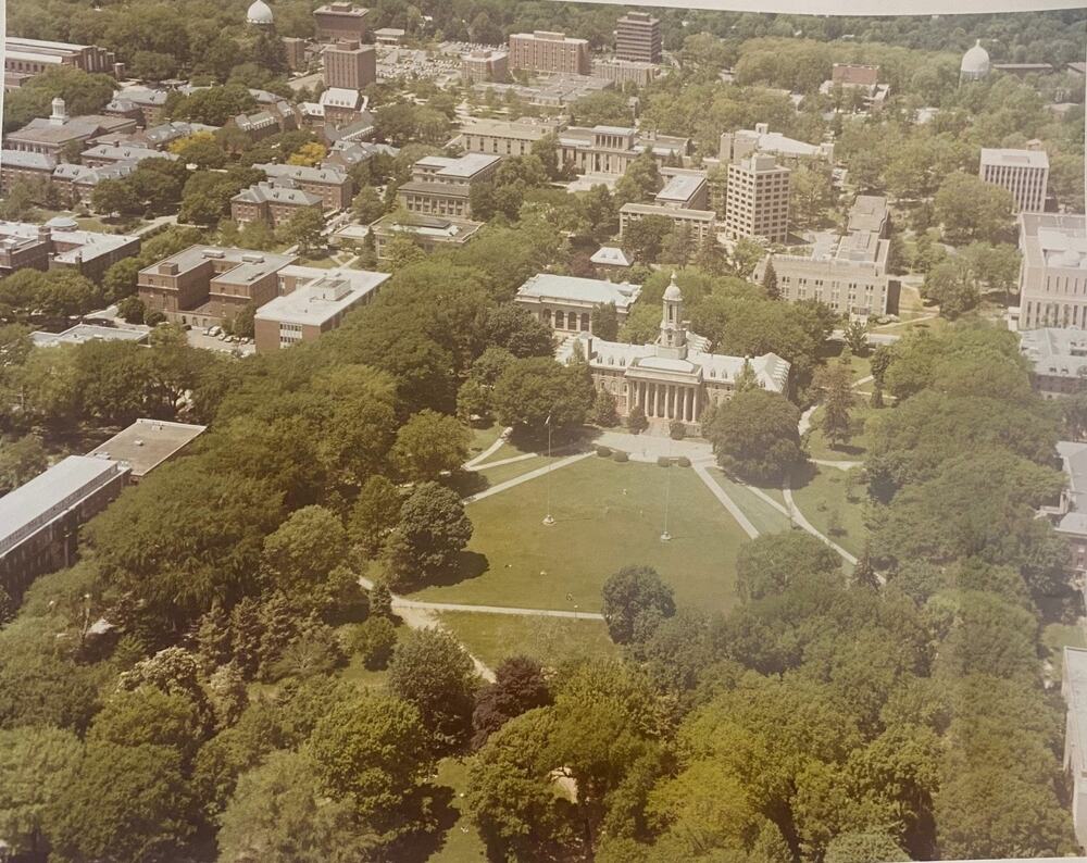 VTG 1979 Penn State Campus with Old Main Aerial Photo, Color. 8"x10"